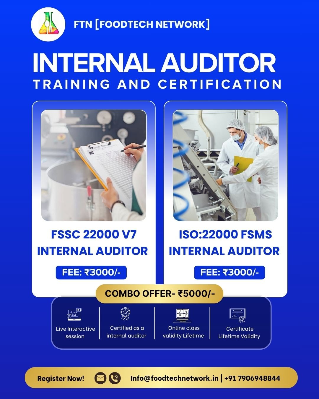 Combo: FSSC 22000V7 + FSMS ISO 22000:2018 Internal Auditor Training
