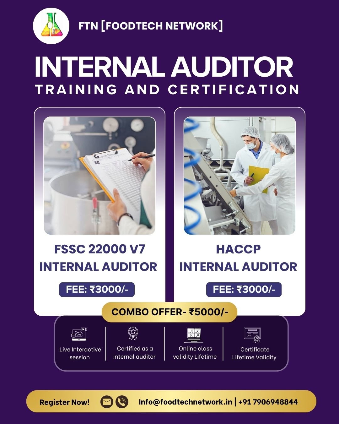 Combo: FSSC 22000V7 + HACCP Internal Auditor Training