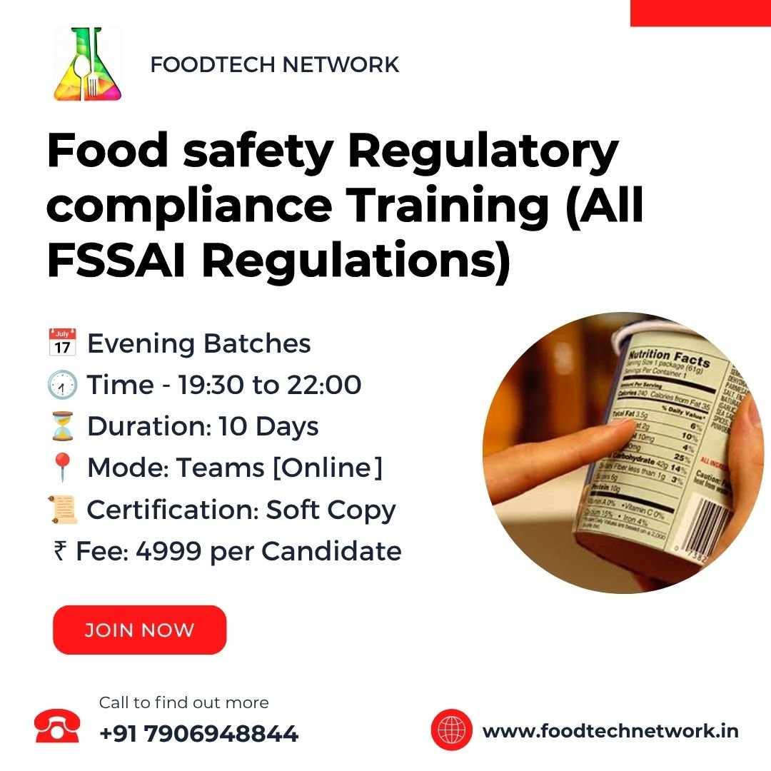 All FSSAI Regulations: Food safety Regulatory compliance Training