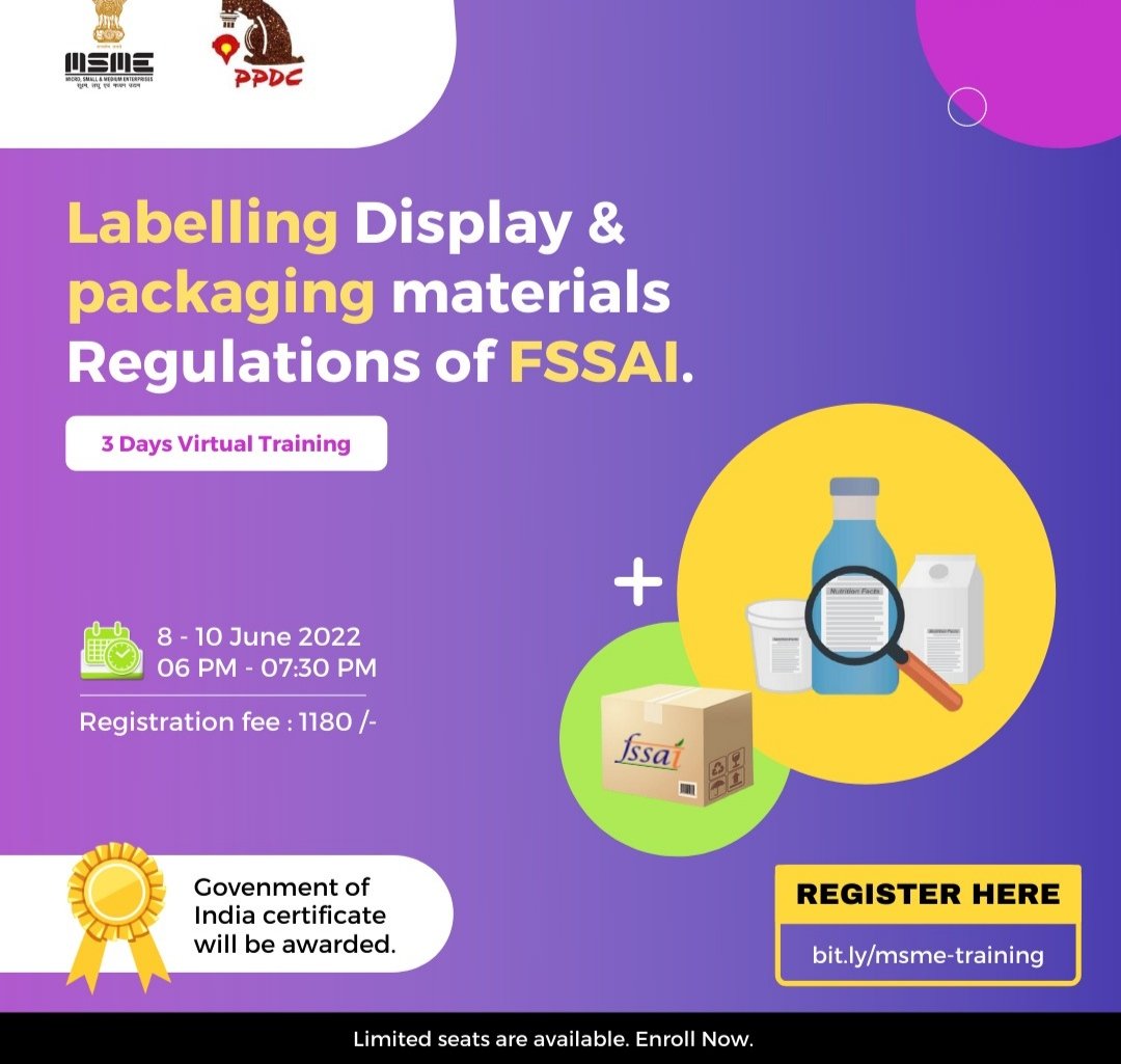MSME Labelling Display and Packaging Materials Regulations of FSSAI