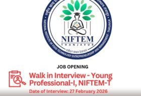 Walk in Interview – Young Professional-I, NIFTEM-T