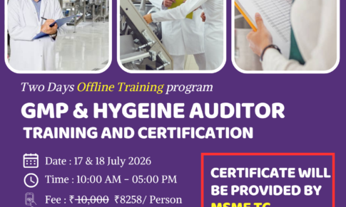 GMP & Hygiene Auditor Training Program (2 Days) : MSME TC Govt of India training programs