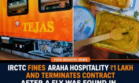 IRCTC fines Araha Hospitality ₹1 lakh and terminates contract after a fly was found in a Tejas Express meal.